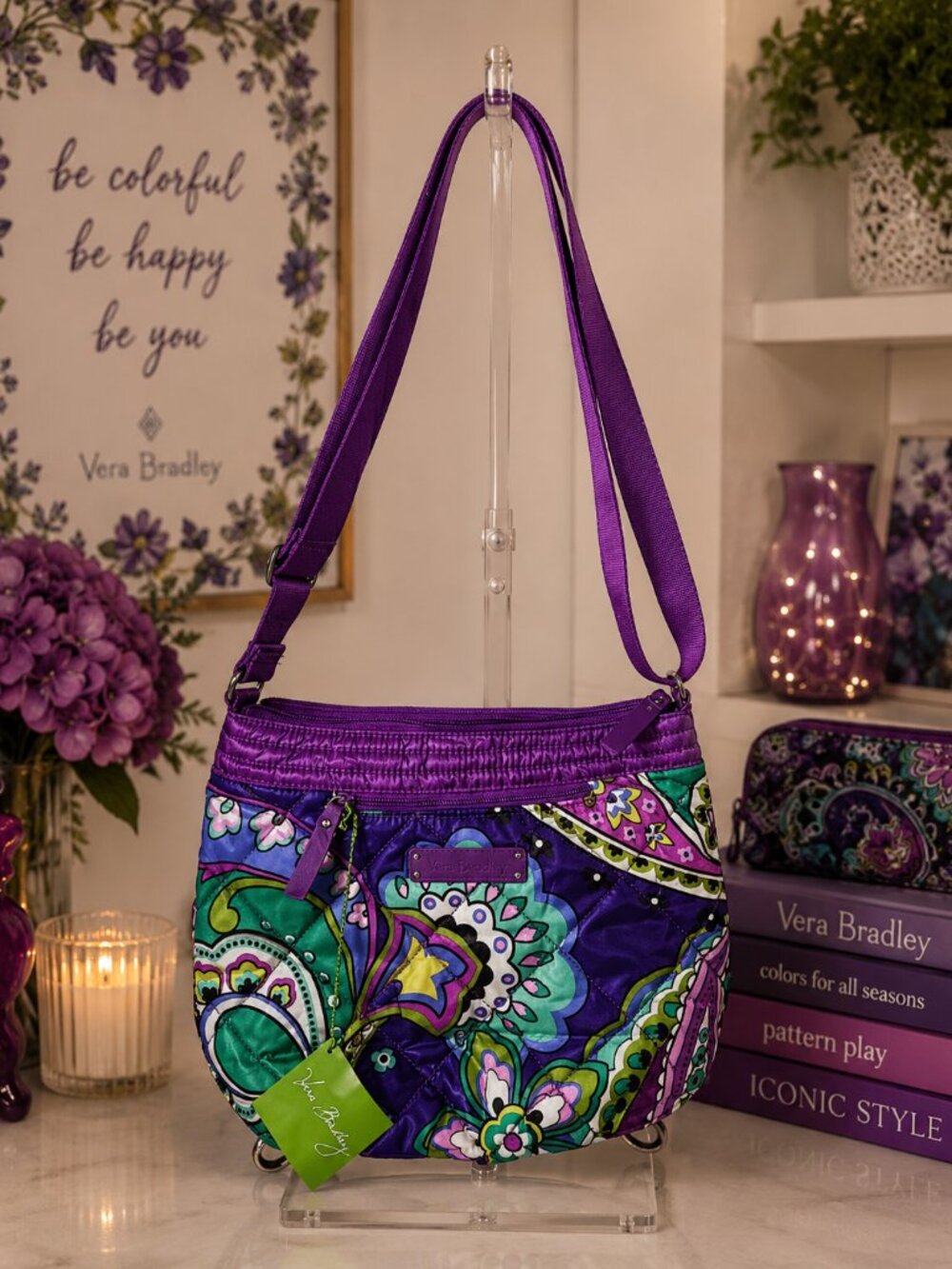 NWT Vera Bradley Quilted Crossbody Bag - Heather Paisley Pattern